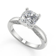 Ashtyn Milgrain 4 Prong Cushion Cut Diamond Engagement Ring - Nivetta